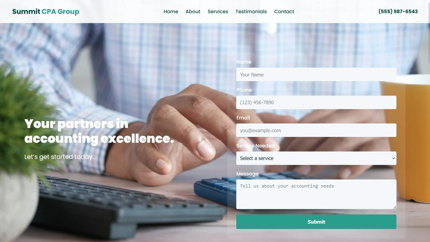 CPA website mockup