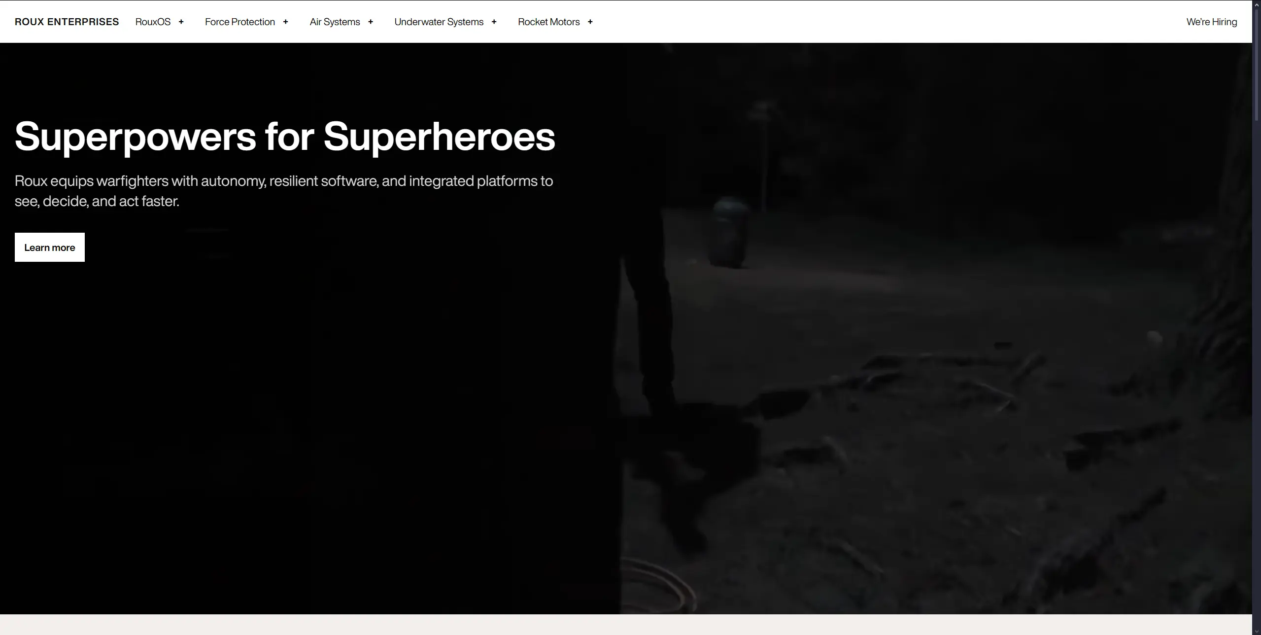 Defense company website mockup