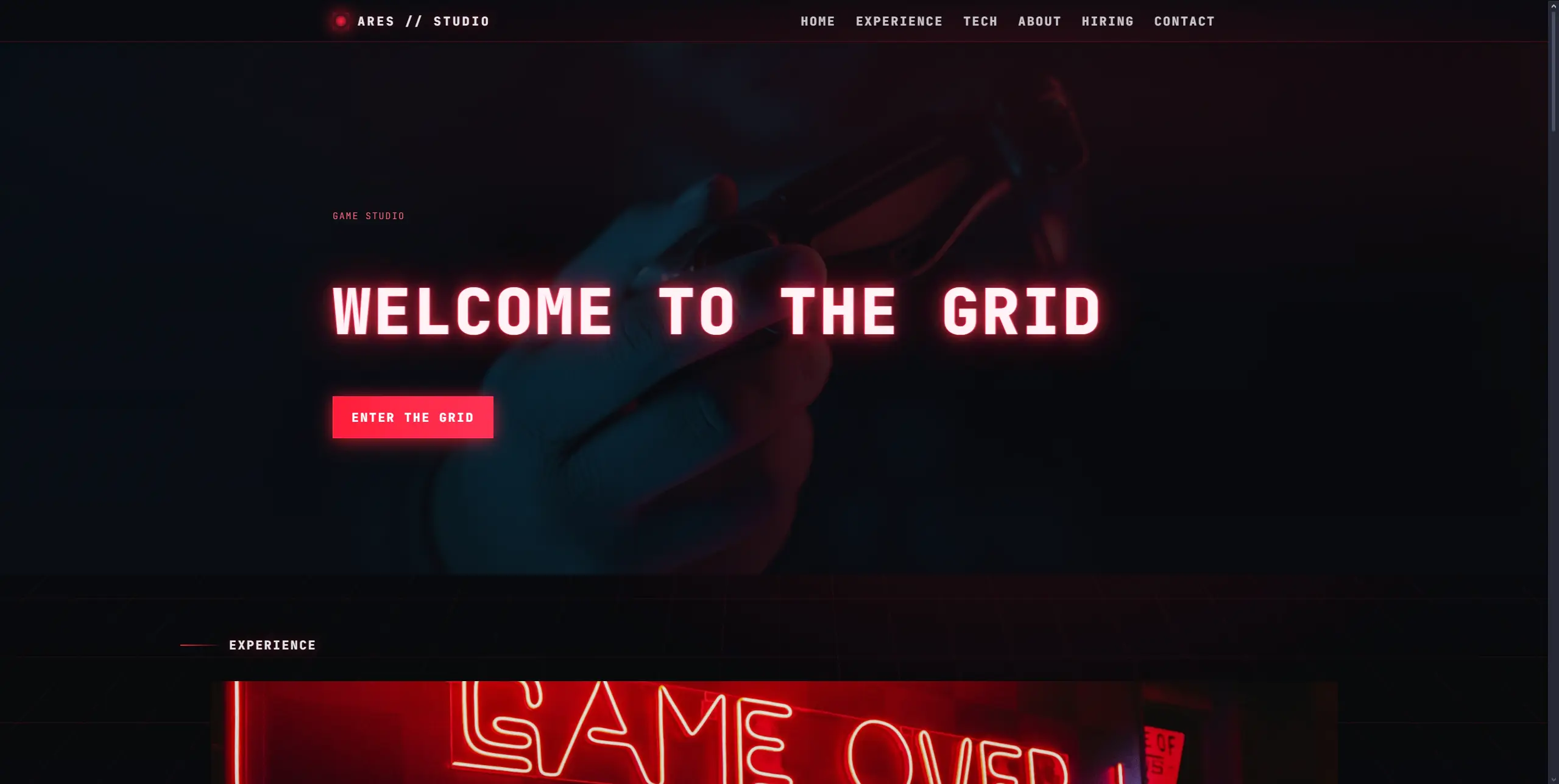 Gaming Studio website mockup