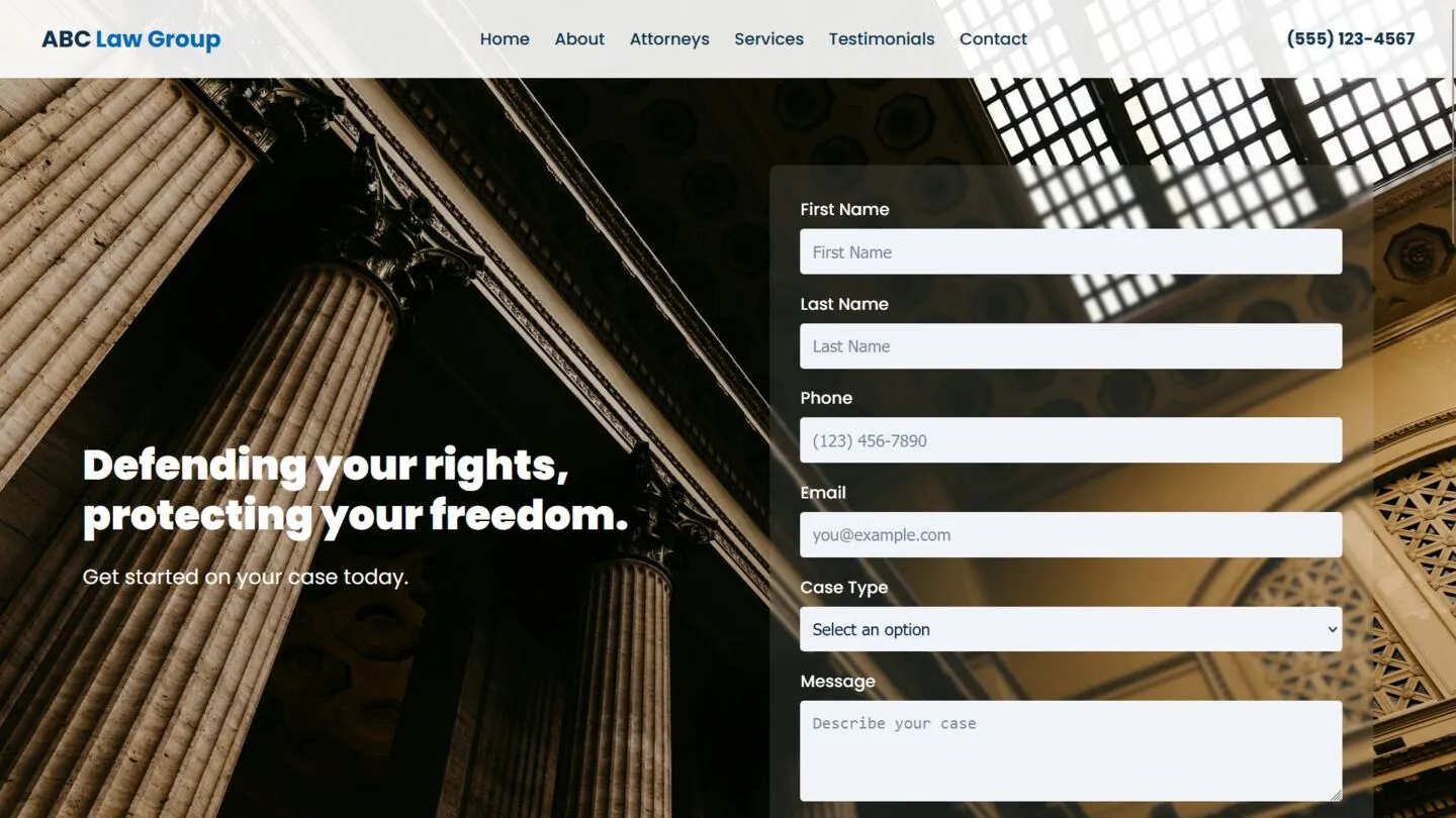 Law firm website mockup