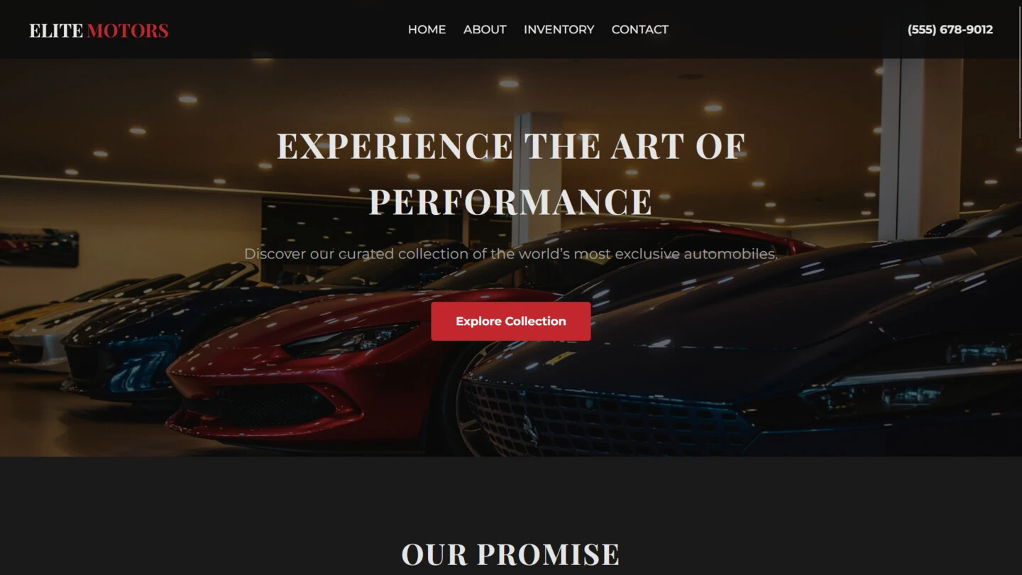Luxury Motors website mockup